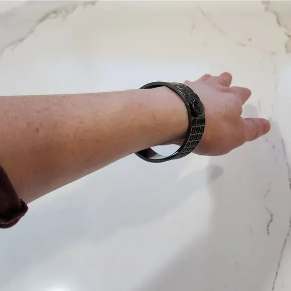 Coach Hinged Signature C and Black Crystal Bangle Bracelet - Picture 11 of 12